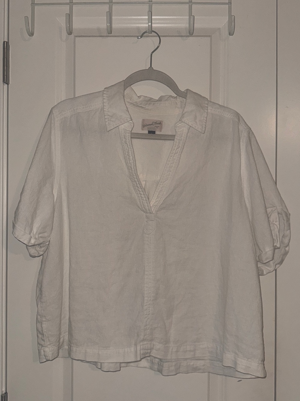 Casual White Women's Linen V-Neck Top